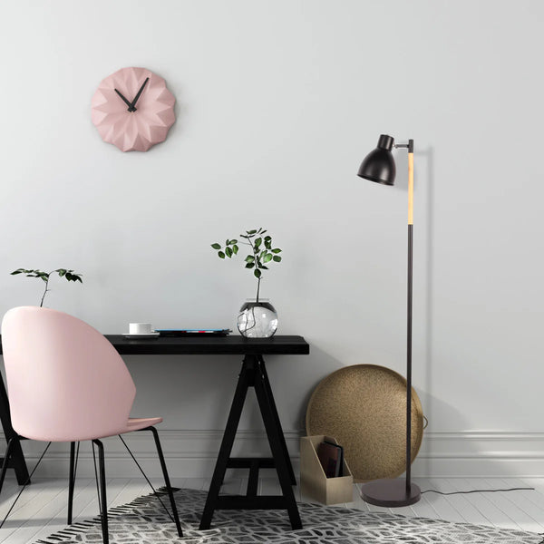 Nordic Floor Lamp with Wood Accent - E27 Rotatable Shade 3 Finishes