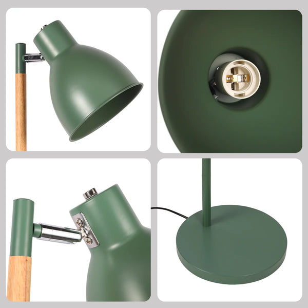 Nordic Floor Lamp with Wood Accent - E27 Rotatable Shade 3 Finishes