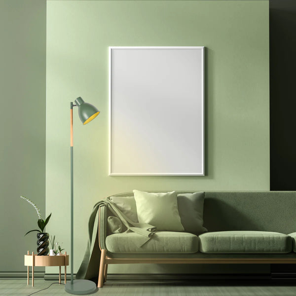 Nordic Floor Lamp with Wood Accent - E27 Rotatable Shade 3 Finishes