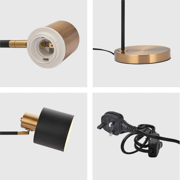 Nordic Pole Reading Desk Lamp Black Gold