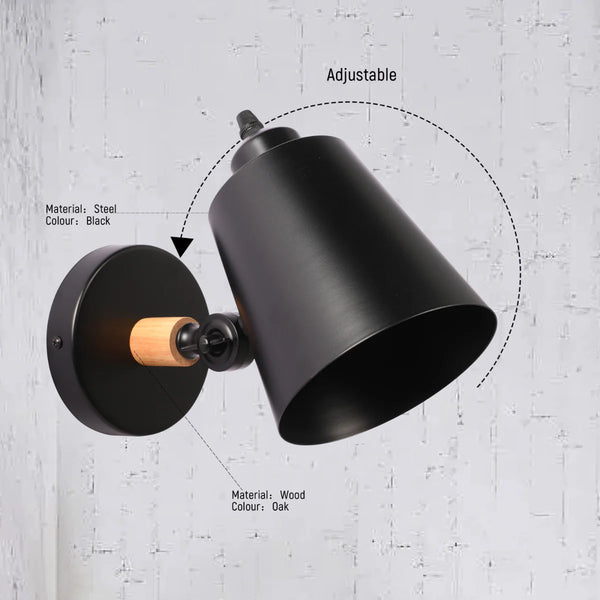Nordic Sleek Adjustable Wall Lamp - Modern Tapered Cone Design in Black or White