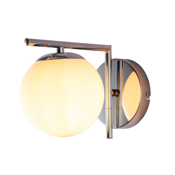 Opal Globe Glass Bronze L Shape Metal Wall Light E27 Fitting