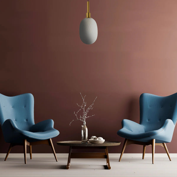 Opalescent Ellipsoid Pendant Light with Gold Detail