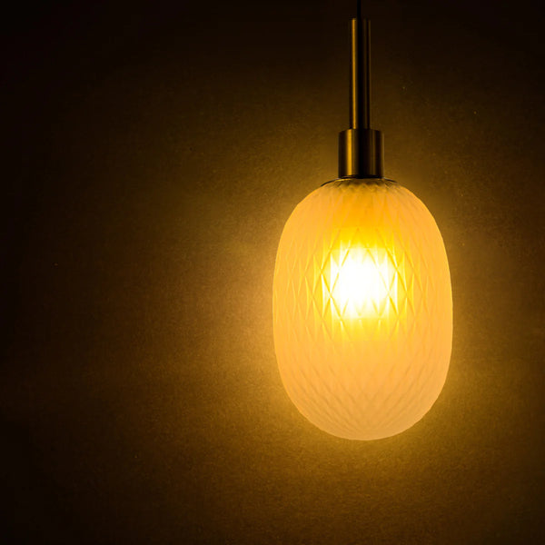 Opalescent Ellipsoid Pendant Light with Gold Detail