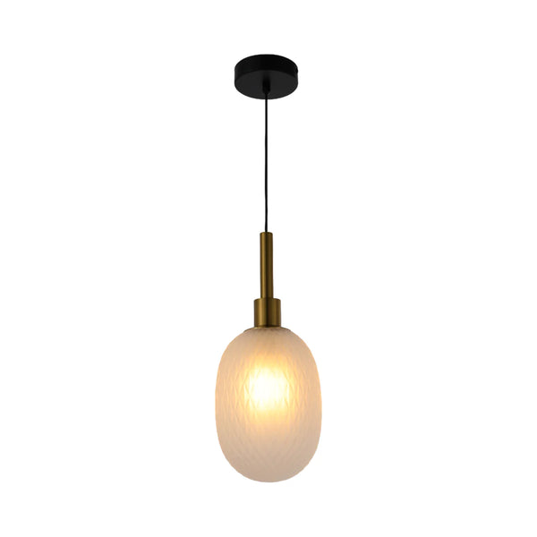 Opalescent Ellipsoid Pendant Light with Gold Detail