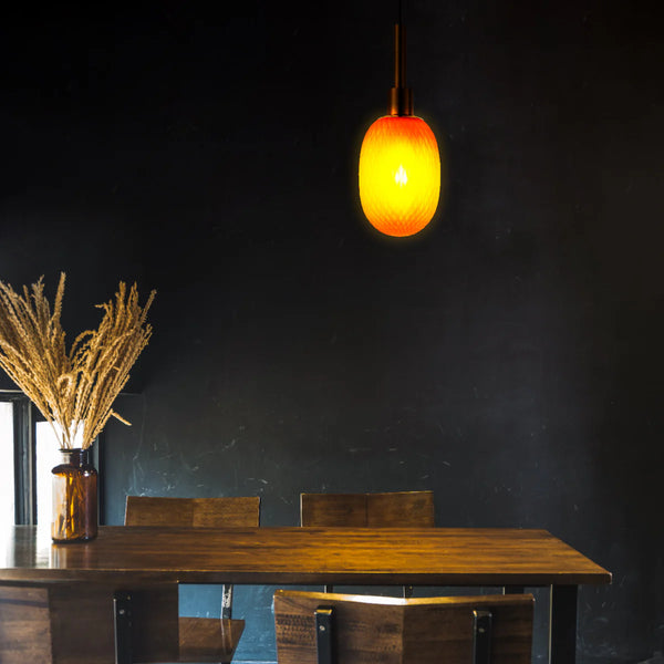 Opalescent Ellipsoid Pendant Light with Gold Detail