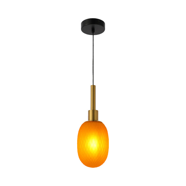 Opalescent Ellipsoid Pendant Light with Gold Detail
