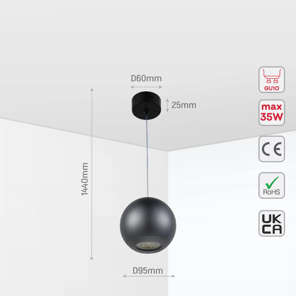 Orb Pendant Downlight GU10 Grey