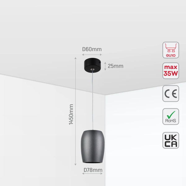 Orb Pendant Downlight GU10 Grey