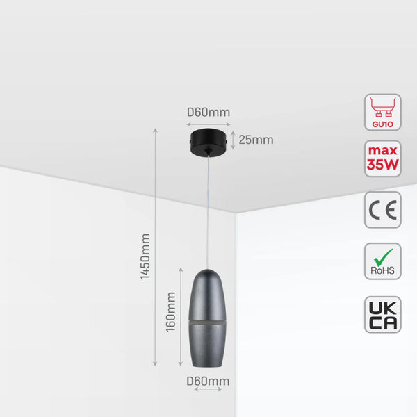 Orb Pendant Downlight GU10 Grey
