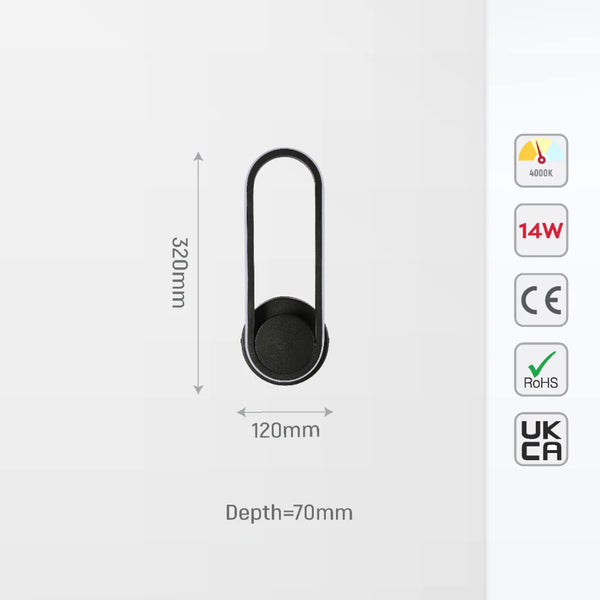 Orbit Ellipse Ambient LED Cool White Wall Sconce Black