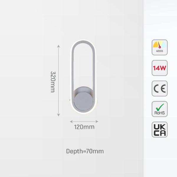 Orbit Ellipse Ambient LED Cool White Wall Sconce Black