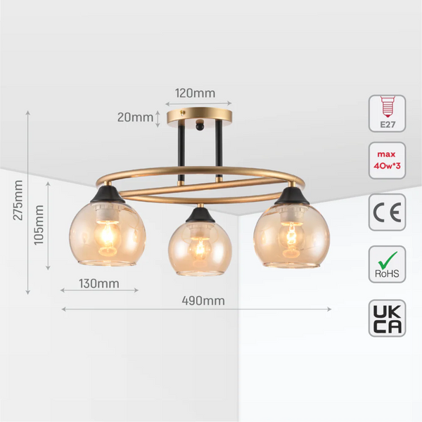 Orbit Harmony Black & Gold Ceiling Light