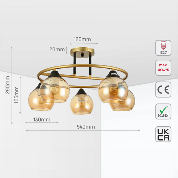 Orbit Harmony Black & Gold Ceiling Light