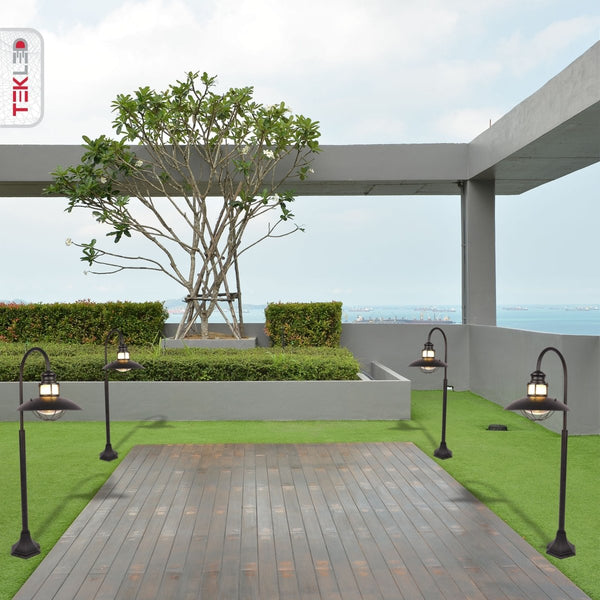 Cottage Style Sunflower Bollard Lawn Lamp Matt Black Clear Glass E27 120cm