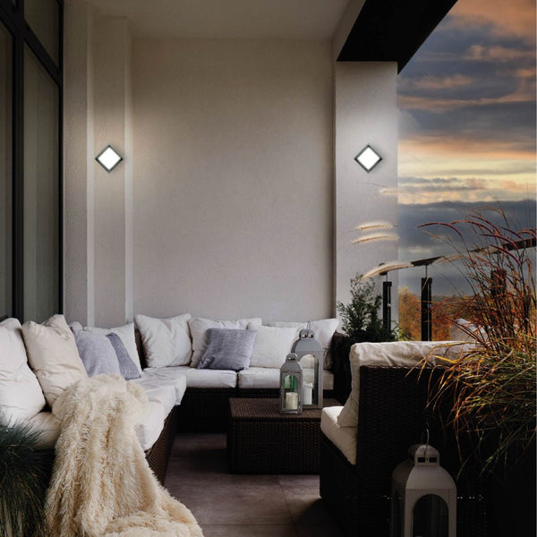 LED Diecast Aluminium Square Hood Wall Lamp 12W IP54 Grey