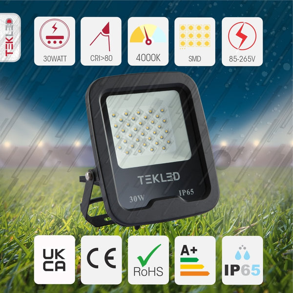 LED Floodlight SMD3030 30W Cool White 4000K IP65