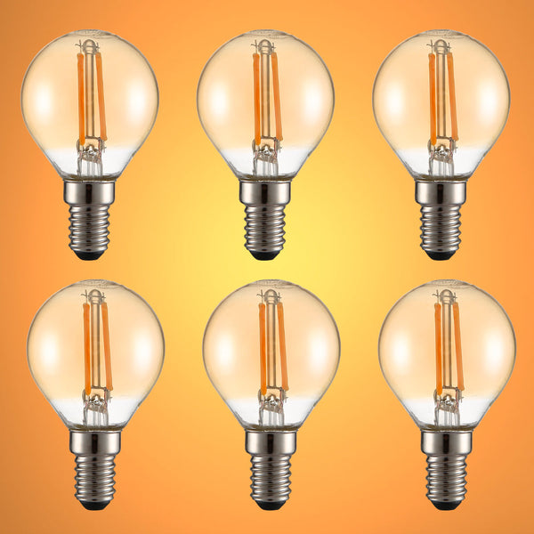 TEKLED
LED Filament P45 Golf Ball Bulb E14 Small Edison Screw Warm White 2400K - 2 W or 4w Pack of 4 or 6