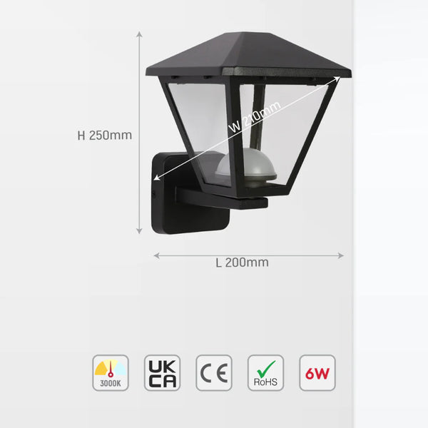 Paravento LED Outdoor Lantern Wall Light 6W Black 3000K