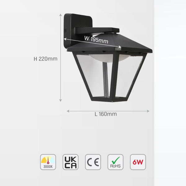 Paravento LED Outdoor Lantern Wall Light 6W Black 3000K