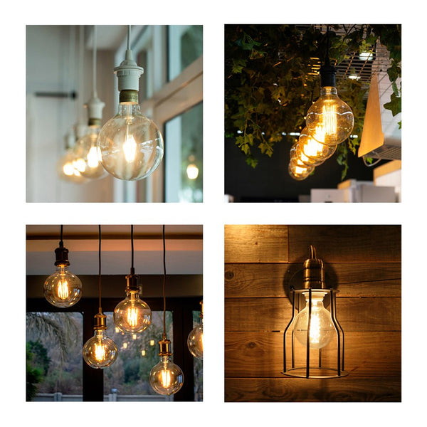 LED Dimmable Filament Globe Bulb E27 Edison Screw 6.5W Pack of 2 Warm White 2400K