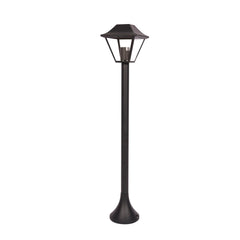 Cottage Style Bollard Lawn Lamp 1M Pole Matt Black Clear Glass E27 124cm