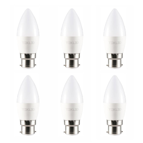 Cetus LED Candle Bulb C37 Dimmable B22 Bayonet Cap 6W Pack of 6