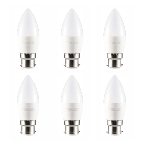 Cetus LED Candle Bulb C37 Dimmable B22 Bayonet Cap 6W Pack of 6
