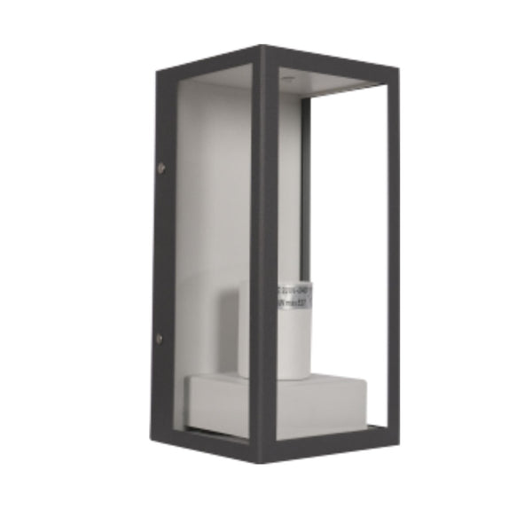 Modern Lantern Cuboid Wall Lamp Upward Base Grey&White Clear Glass E27