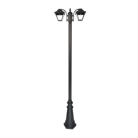 Cottage Style Post Top Lamp Matt Black Clear Glass 2XE27 2.3M