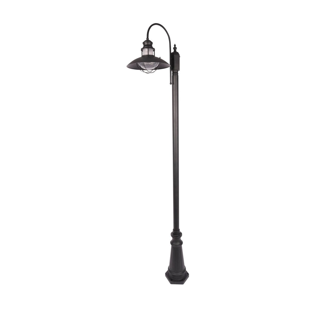 Cottage Style Sunflower Post Top Lamp Matt Black Clear Glass E27 2.45M