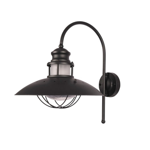 Sunflower Cottage Style Outdoor Wall Lamp Matt Black Clear Glass E27