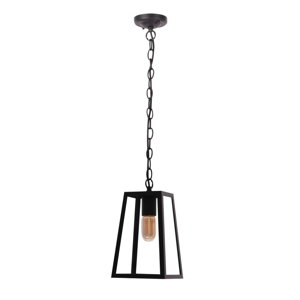 Trapezoidal Pendant Ceiling Light Lamp Matt Black Clear Glass E27