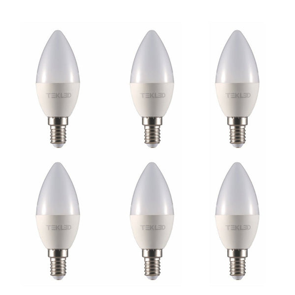 Vela LED Candle Bulb C37 Dimmable E14 Small Edison Screw 5W Pack of 6