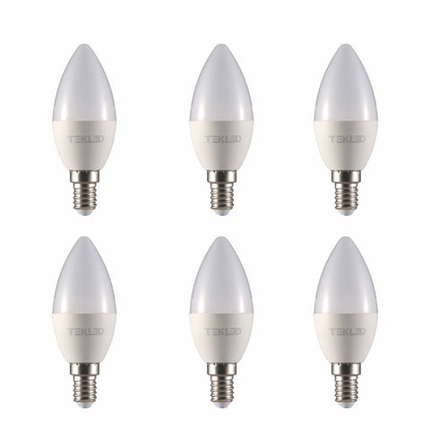 Vela LED Candle Bulb C37 Dimmable E14 Small Edison Screw 5W Pack of 6