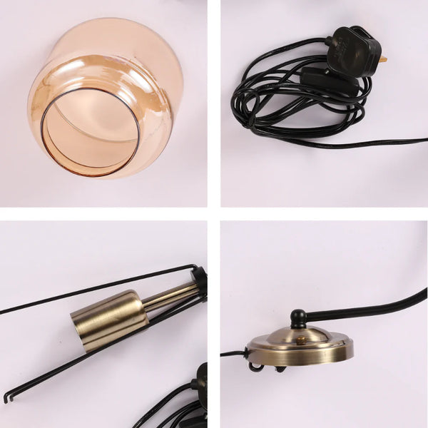 Plug-In Pendant Industrial Dome Wall Light - Amber Glass