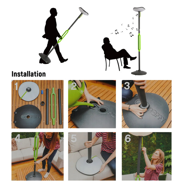 Poppy LED Solar Garden Post Light with Bluetooth Speaker Dark Grey IP54