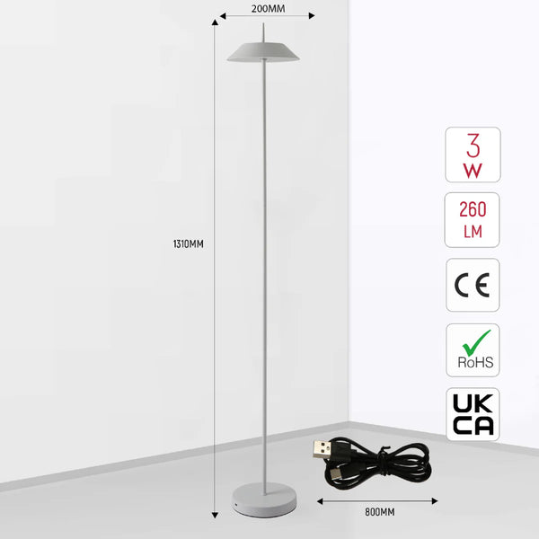 Portable LED Floor Lamp with Dimmable CCT - Sleek Design 131cm