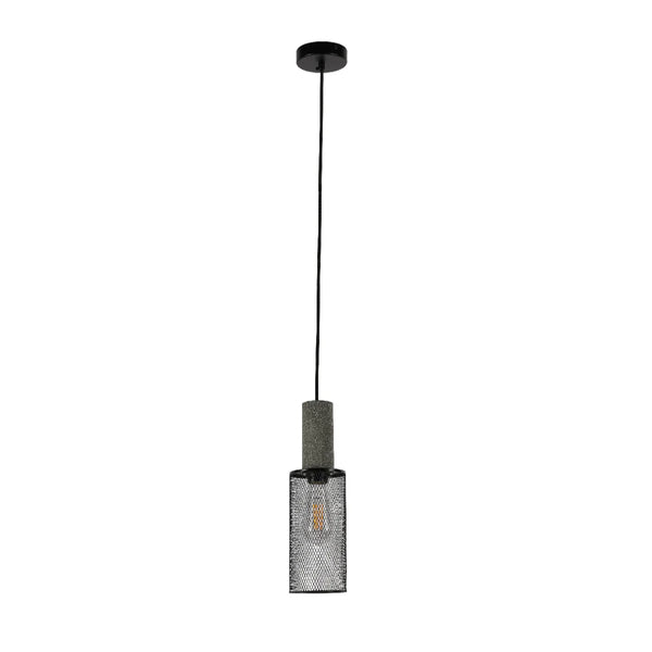 Quartet of Textured Concrete Pendant Lights with Metal Shades - TEKLED