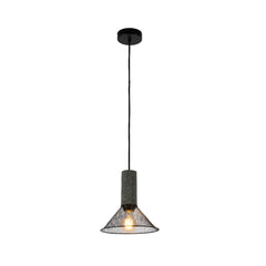 Quartet of Textured Concrete Pendant Lights with Metal Shades - TEKLED