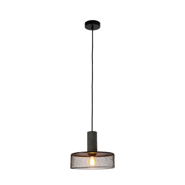 Quartet of Textured Concrete Pendant Lights with Metal Shades - TEKLED