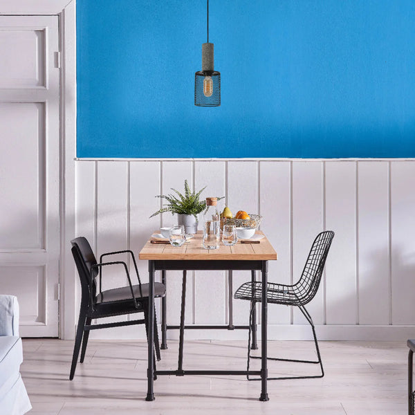 Quartet of Textured Concrete Pendant Lights with Metal Shades - TEKLED