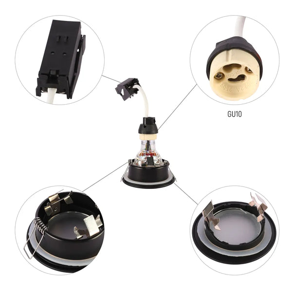 Recessed IP65 GU10 Downlight with Junction Box – Black/White