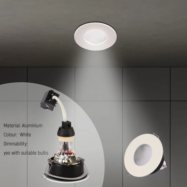 Recessed IP65 GU10 Downlight with Junction Box – Black/White