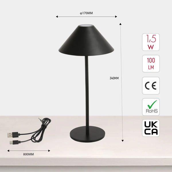 Rechargeable Dual-Source Cone LED Lamp