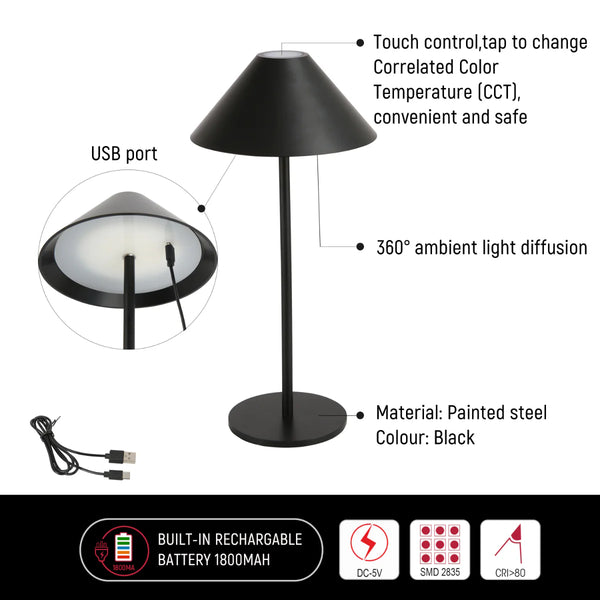 Rechargeable Dual-Source Cone LED Lamp