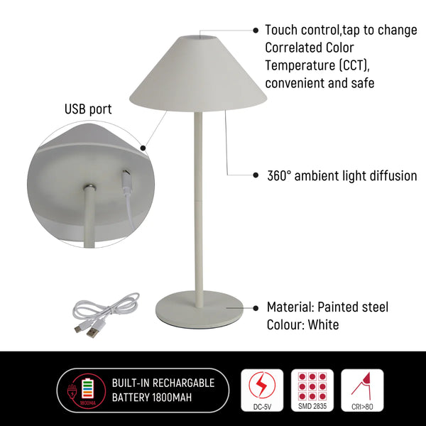 Rechargeable Dual-Source Cone LED Lamp