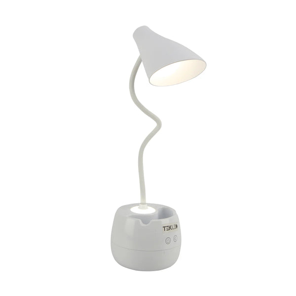Rechargeable Gooseneck Desk Lamp with Cone Head and Pencil Holder