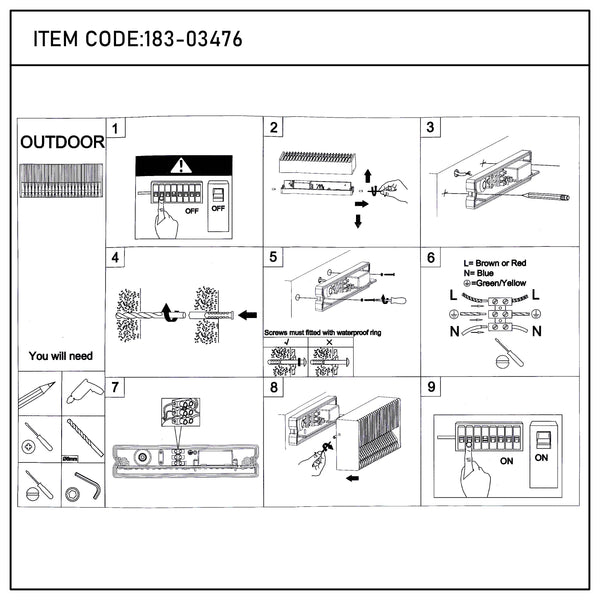 Rectangular Outdoor Wall Light IP65
