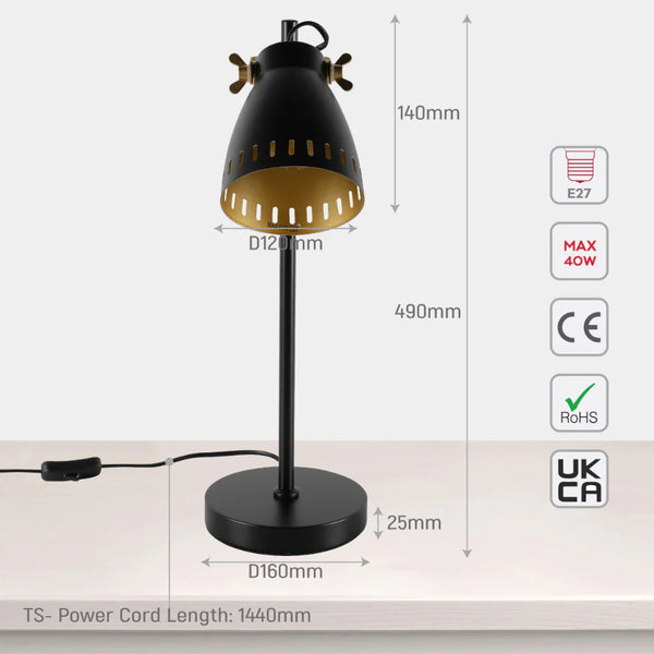 Retro Desk Lamp with Brass Accents